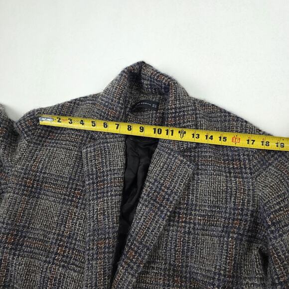 Zara Woman Coat Womens XL Gray Glen Plaid Belted Wrap Wool Alpaca Mohair Blend - Picture 7 of 15